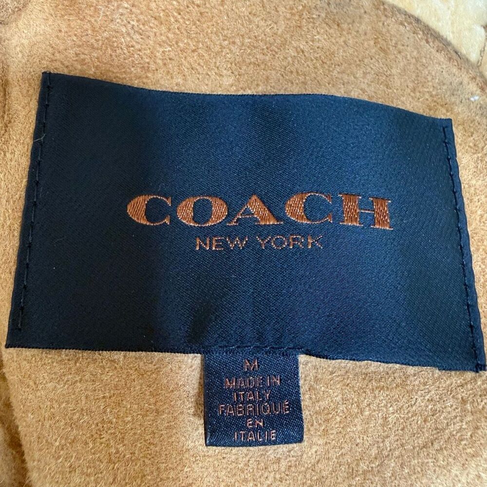 Coach Sheepskin Fur Coat in honey double-breasted plush shearling trim size M - Picture 8 of 13